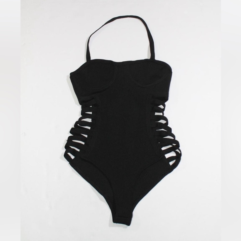 Fashion Nova Black Cutout One-Piece